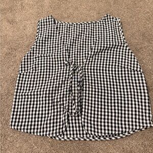 SHEIN Monochrome Gingham Tie-Front Tank Top